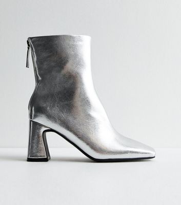 silver boots new look