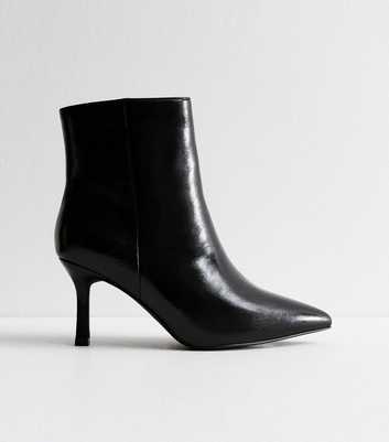 Wide Fit Black Point Toe Ankle Boots