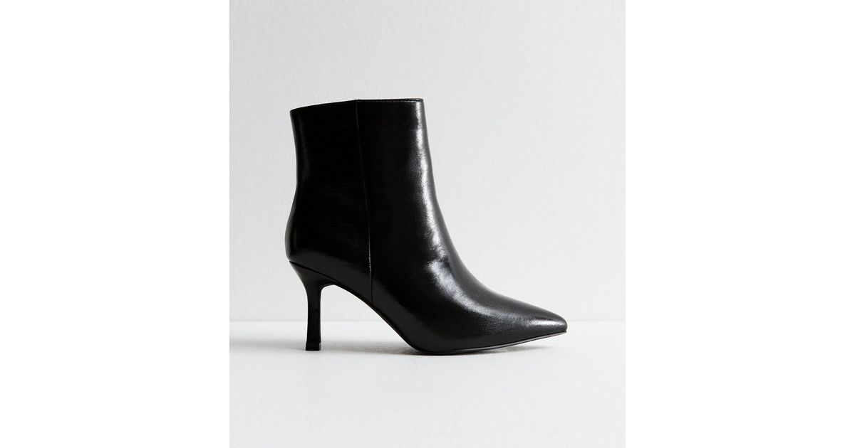 Wide Fit Black Point Toe Ankle Boots New Look