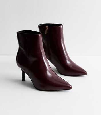 Wide Fit Burgundy Point Toe Ankle Boots