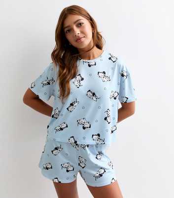 Girls Blue Dalmatian Print Shorts and T-Shirt Jersey Pyjama Set