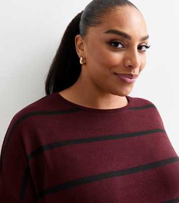 Curves Red Soft Touch Striped Long Sleeve Top