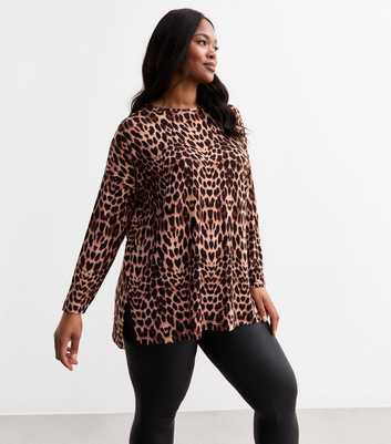 Curves Brown Leopard Print Top