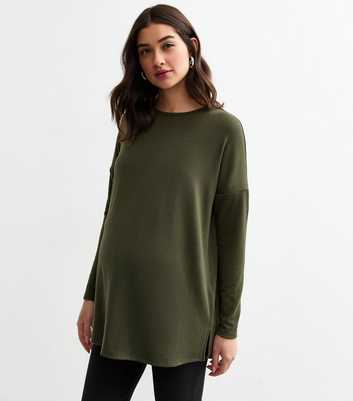 Maternity Khaki Long Sleeve Top