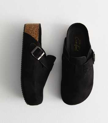 Black Suede Effect Double Sole Mules