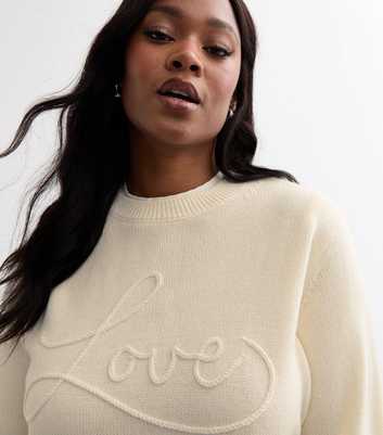 Curves Cream Love Embroidered Jumper