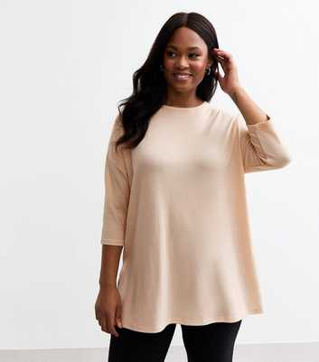 Curves Cream Soft Touch Slit Hem Top