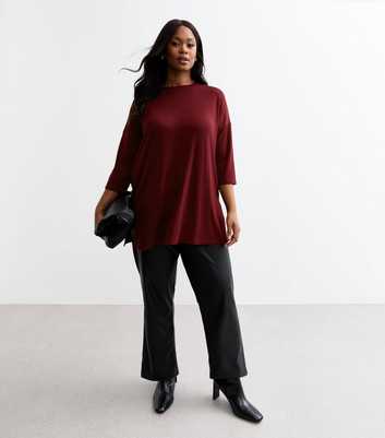 Curves Burgundy Soft Touch Slit Hem Top