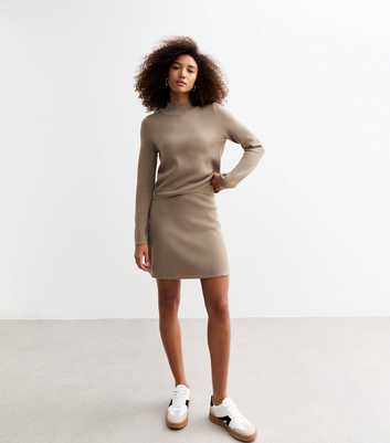 Mink Compact Knit Mini Skirt 