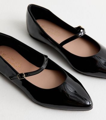 Black patent pointed flats online