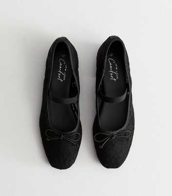 Black Lace Strap Detail Ballet Pumps