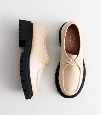 Off White Leather-Look Lace Up Chunky Sole Shoes