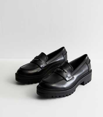 Black Penny Strap Chunky Loafers