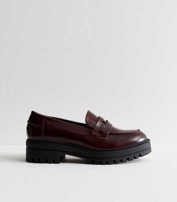 Burgundy Penny Strap Chunky Loafers