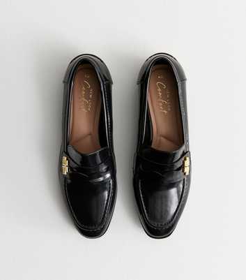 Black Leather-Look Loafers