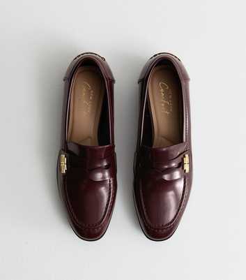 Burgundy Leather-Look Loafers