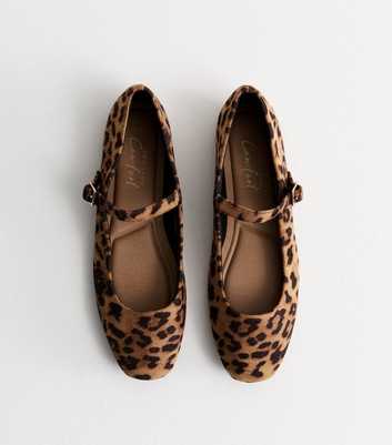 Dark Brown Leopard Print Mary Jane Ballerina Pumps