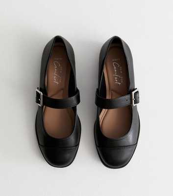 Wide Fit Black Leather-Look Mary Jane Shoes