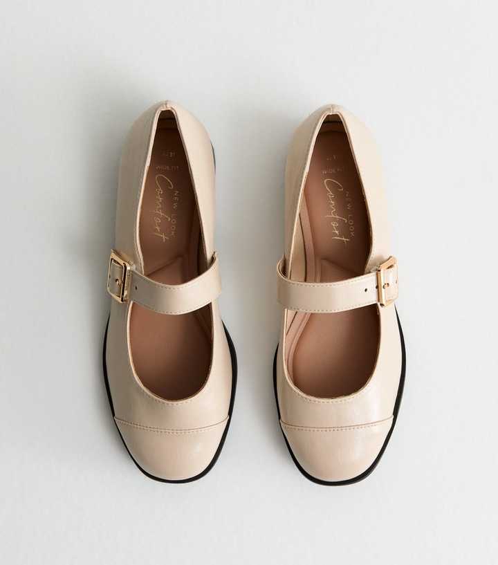 Wide Fit Off White Toe Cap Mary Jane Shoes | New Look