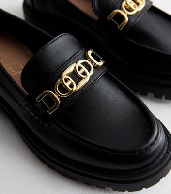 Wide Fit Black Chain Loafers New Look
