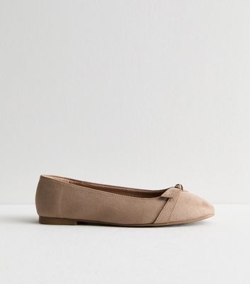 Wide Fit Light Brown Bow Detail Ballet Pumps New Look