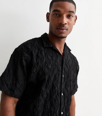 Men's Jack & Jones Black Textured Jacquard Print Shirt New Look