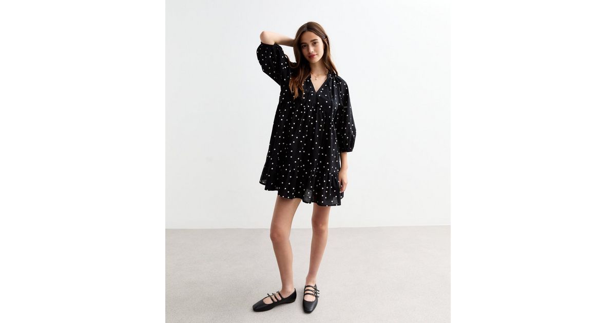Culture Code Swiss Dot Smock Neck Mini Dress with Pockets main image 1