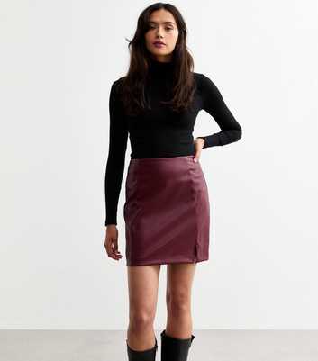 Tall Burgundy Faux Leather Mini Skirt