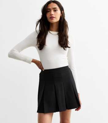 Tall Black Box Pleat Mini Skirt