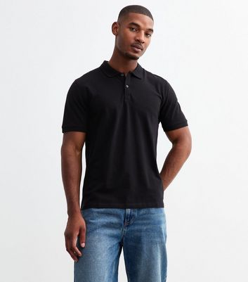 Black Regular Cotton Pique Polo Shirt New Look