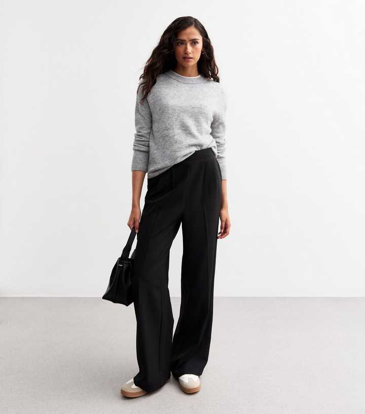 black wide leg dress trousers Black Mock Neck Drape Gold Trim Dress – STYLED BY ALX COUTURE main image 1