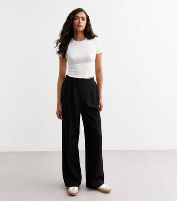 Tall Black Pull On Wide Leg Trousers | New Look
