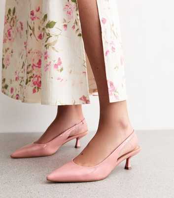 Pink Slingback Kitten Heel Court Shoes