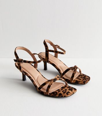 Leopard strappy heels best sale