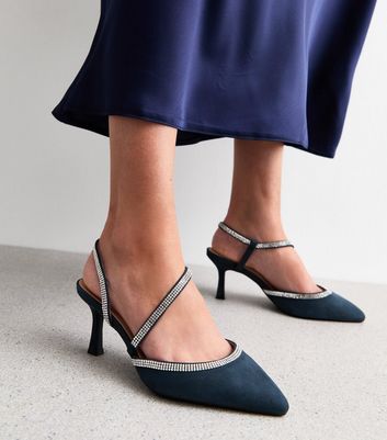 Navy slingback shoes wide fitting hotsell