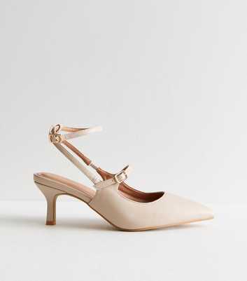 Off White Slingback Stiletto Heel Court Shoes