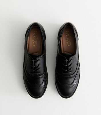 Black Leather-Look Lace Up Brogues