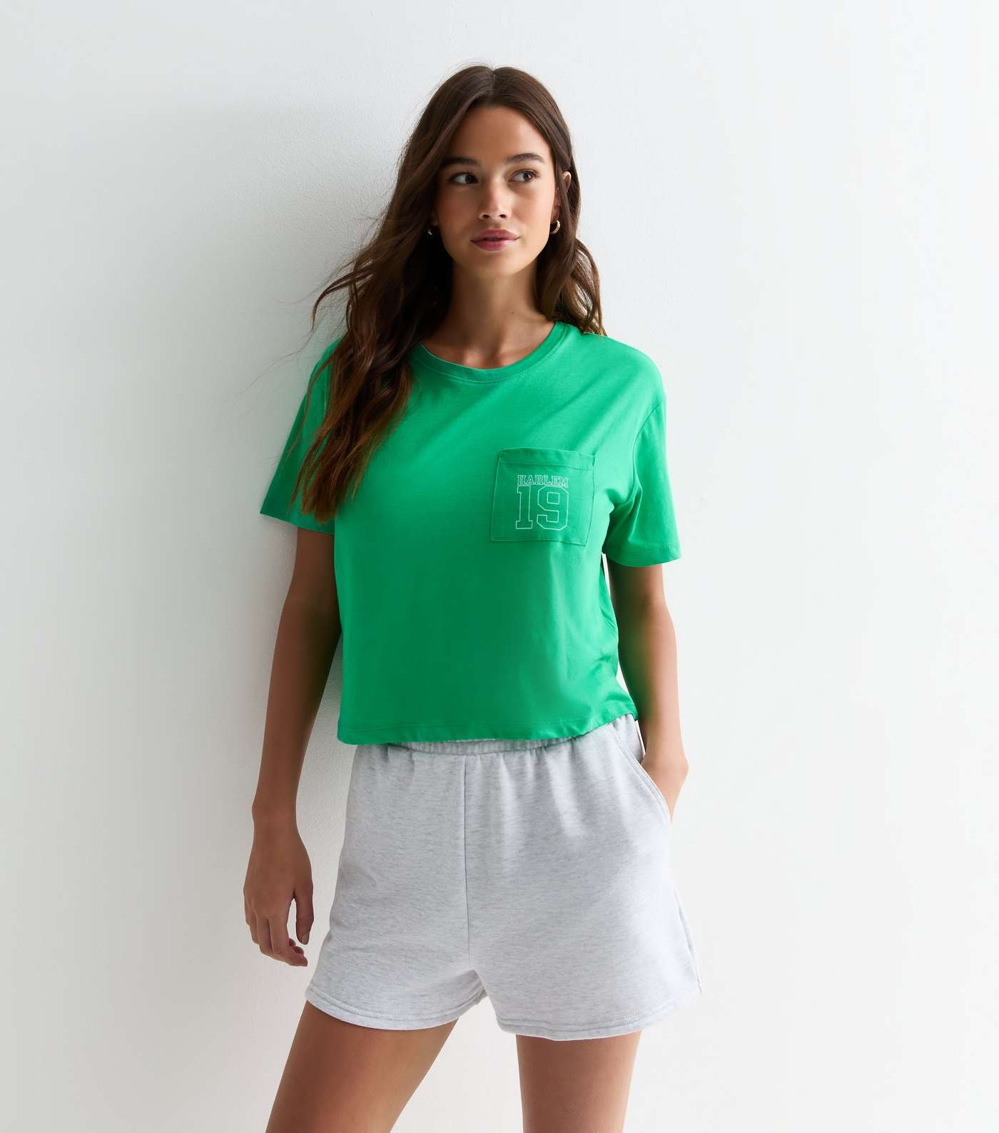 Green Harlem Boxy Crop Cotton T-Shirt Image 3