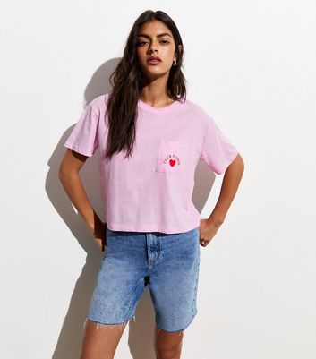 Pink Club Damis Print Boxy Cotton T-Shirt New Look