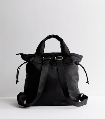 Black Nylon Drawstring Backpack