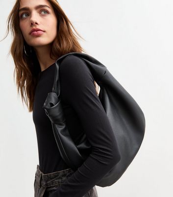 Black Leather-Look Knot Strap Shoulder Bag | New Look