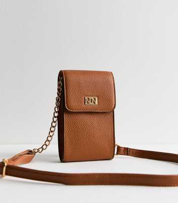 Tan Leather-Look Cross-Body Phone Bag