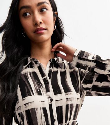 新品タグ付き　Checked Shirt Mini Dress　S COLLLUSION asymmetric mini shirt dress in grey check | ASOS