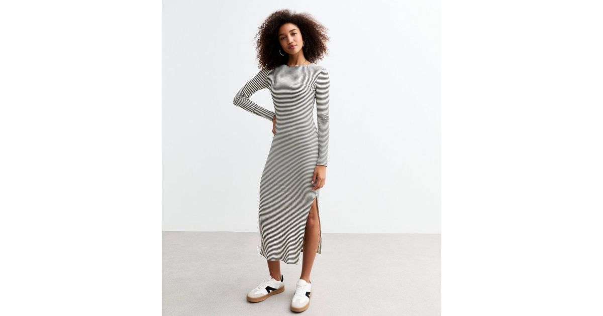 White Slit Midi Dress 17025