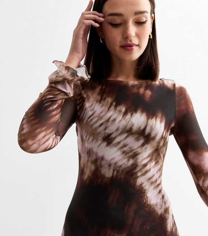 Pink Tie Dye Mesh Skater Dress | New Look