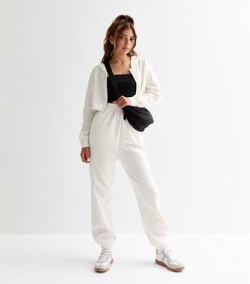 Girls Off White High Waist Cuffed Joggers 