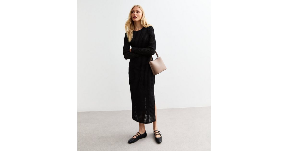 Textured Long Sleeve Midi Dress main image 0