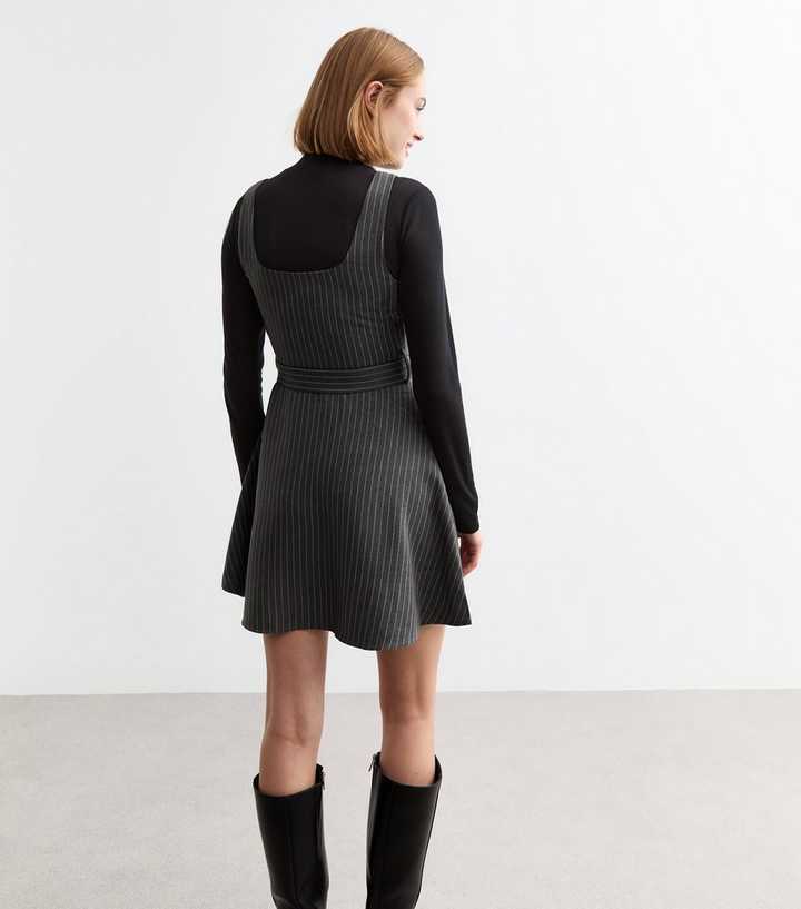 reiss pinstripe pinafore dress grey V-neck Sequin Top Long A-line Tulle Prom Dresses, Simple Long Prom Dre   ClaireBridal