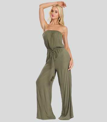 South Beach Green Textured Bandeau Jumpsuit