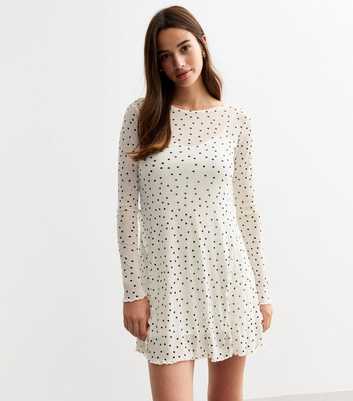 Off White Polka Dot Mesh Mini Dress